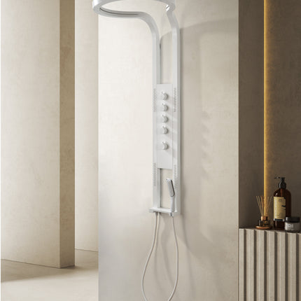 Panel de Duș White Round – Design Premium cu Duș Tip Cascadă și Funcții Multiple