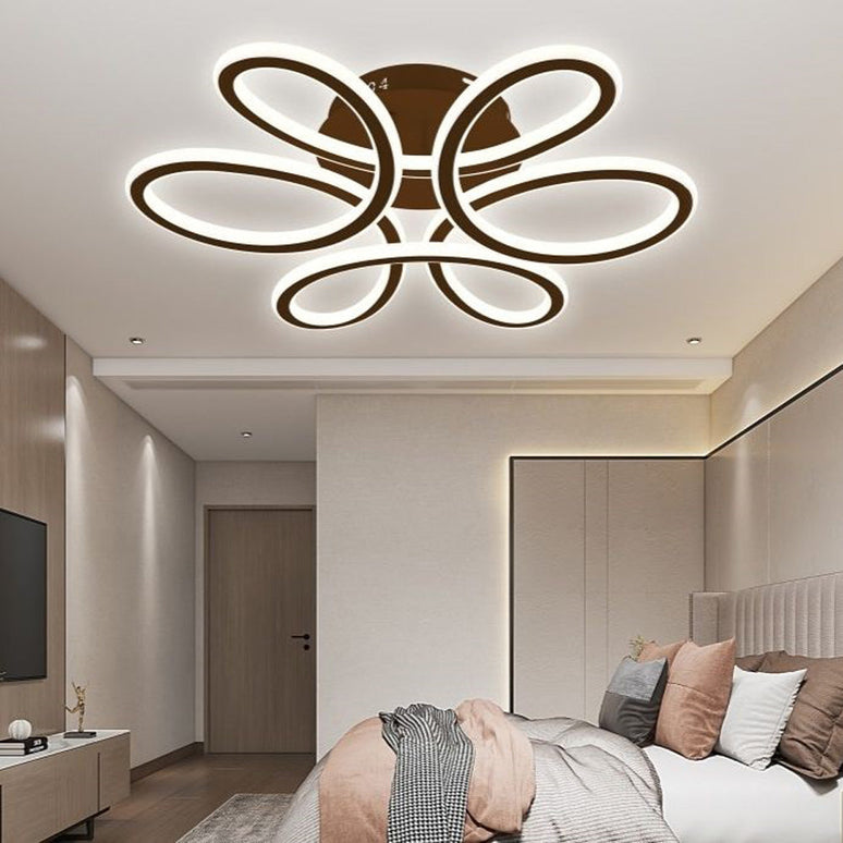 Lustra LED Circular Flower cu telecomanda, 230W, dimabila, maro, cu trei tipuri de lumina S2104/500 CF LMX