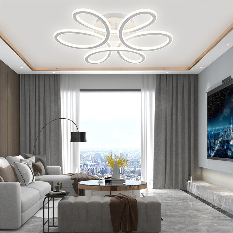Lustra LED Circular Flower cu telecomanda, 230W, dimabila,  alba, cu trei tipuri de lumina  S2104/500 WT LMX