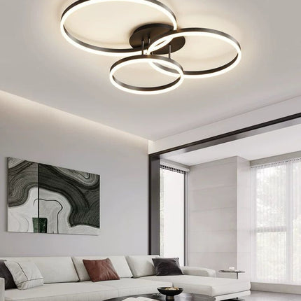 Lustra Led Cu Telecomanda 200W, Neagra si Intensitate Reglabila 5185/500+400+300 BK