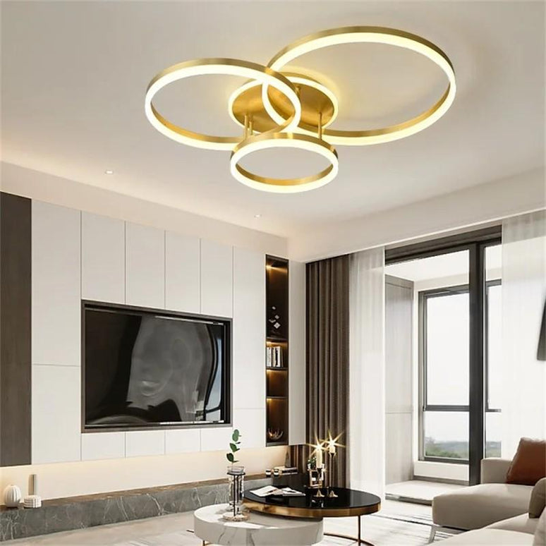 Lustra Led Cu Telecomanda 200W, Aurie cu Intensitate Reglabila 5185/500+400+300 GD LMX