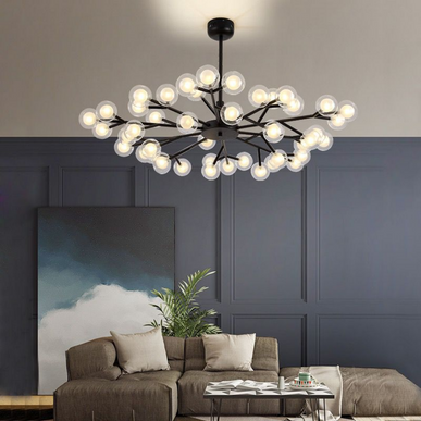 Lustra LED Minimalist Molecule 4, 90W, cu 45 becuri, G4,negru 66104/45 BK LMX