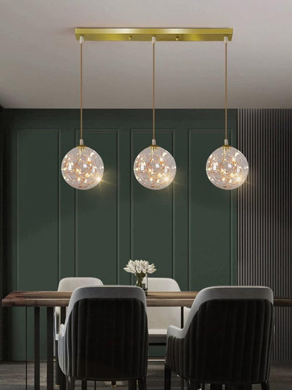 Lustra LED Starry Elegance, suspendata, cu 3 globuri, 18W, stil minimalist, auriu DX333/3 LMX