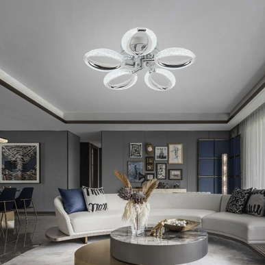Lustra LED Silver Concept 5, cu telecomanda, 88W, gri, cu trei tipuri de lumina SE-C1190/5