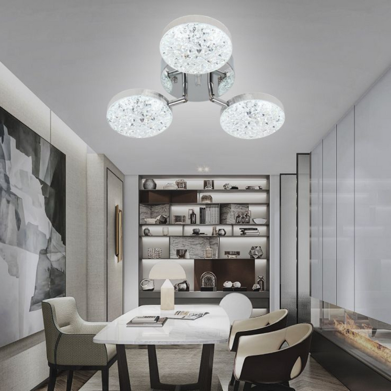 Lustra LED Silver Lightning 3, cu telecomanda, 64W, gri, cu trei tipuri de lumina SE-C1191/3 LMX