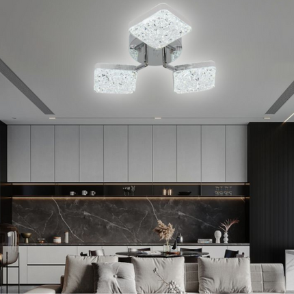 Lustra LED Minimal Silver 3, cu telecomanda, 64W, gri, cu trei tipuri de lumina SE-C1192/3