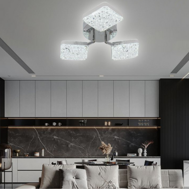 Lustra LED Minimal Silver 3, cu telecomanda, 64W, gri, cu trei tipuri de lumina SE-C1192/3