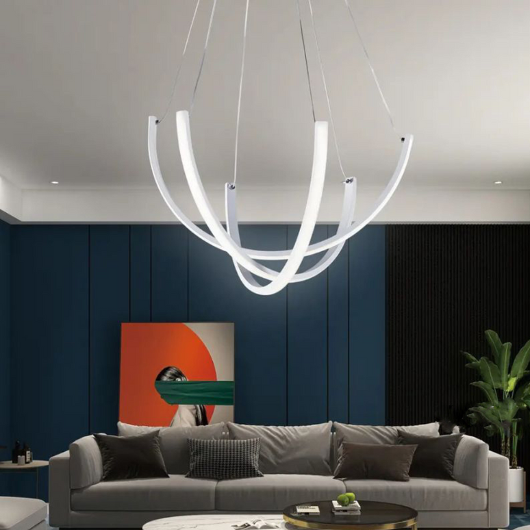 Lustra LED Creative Design, cu telecomanda, 122W, alb, cu trei tipuri de lumina SE-P1065 LMX