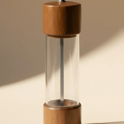 Râșniță sare din lemn, acril și oțel inoxidabil, 18.5×5 cm