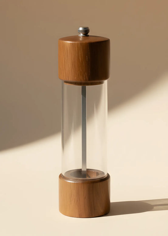 Râșniță sare din lemn, acril și oțel inoxidabil, 18.5×5 cm