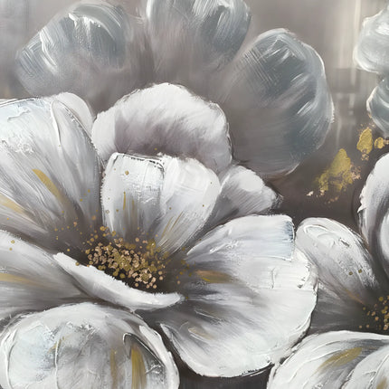 Tablou floral gri cu accente aurii – 70×140 cm | Olivy