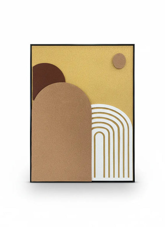 Tablou geometric cu relief tonuri calde – 80×60 cm | Olivy