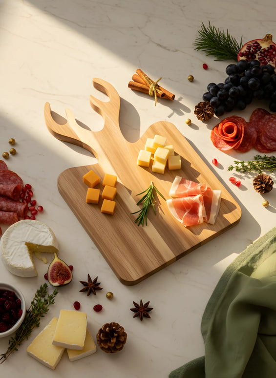 Tocător din lemn, formă decor ren, 19x32 cm – Olivy