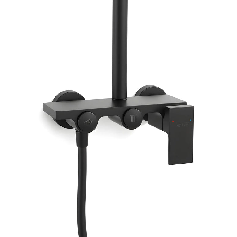 Set duș 2 funcții – finisaj negru mat, design modern din alamă solidă