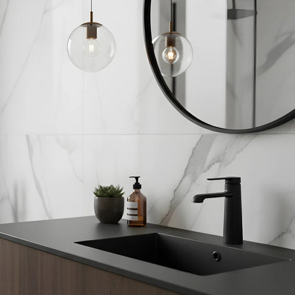 Baterie lavoar negru mat – design modern din alamă solidă