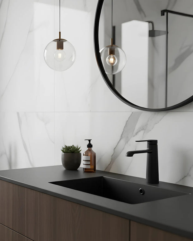 Baterie lavoar negru mat – design modern din alamă solidă