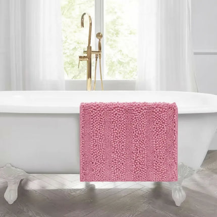 Covoraș baie din Chenille moale, strat antiderapant, 45×70 cm, Roz pudră