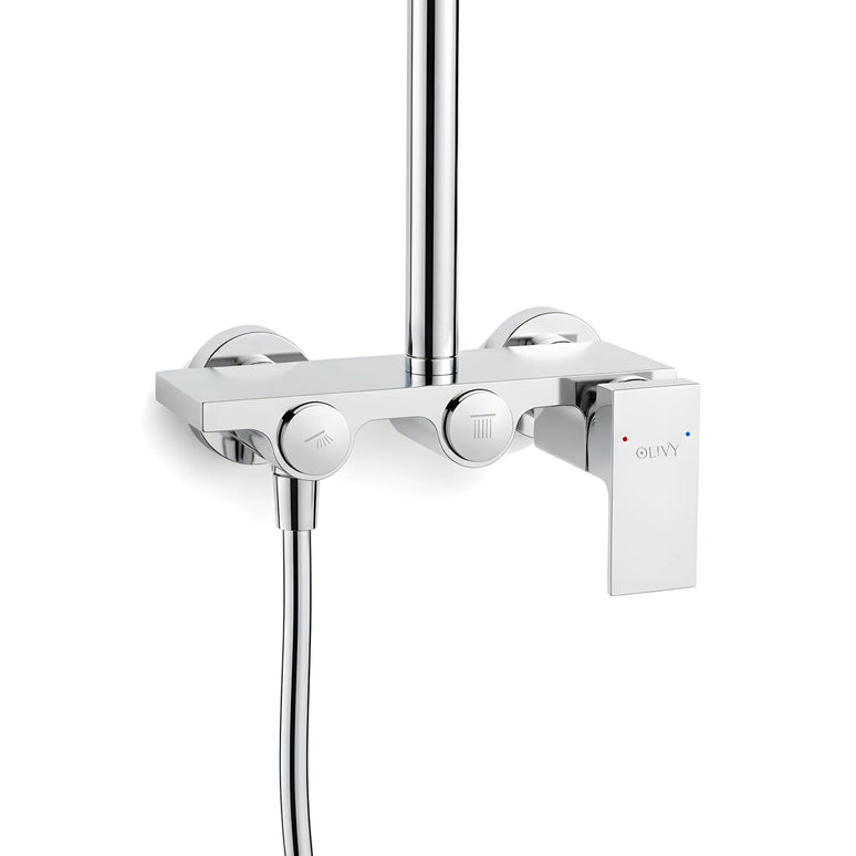 Set duș 2 funcții – finisaj crom lucios, design modern din alamă solidă