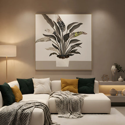 Tablou cu plantă decorativă în relief – 102×102 cm | Olivy