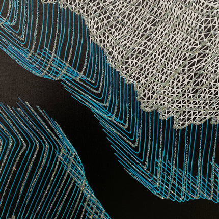 Tablou abstract cu accente albastre și glitter – 80×60 cm | Olivy