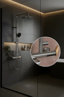 Set duș RoseGold Trio Exposed – 3 căi, montaj aparent