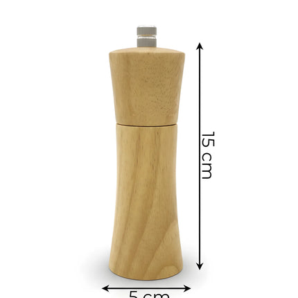 Râșniță sare/piper din lemn, 15 cm, mecanism din inox reglabil, natur