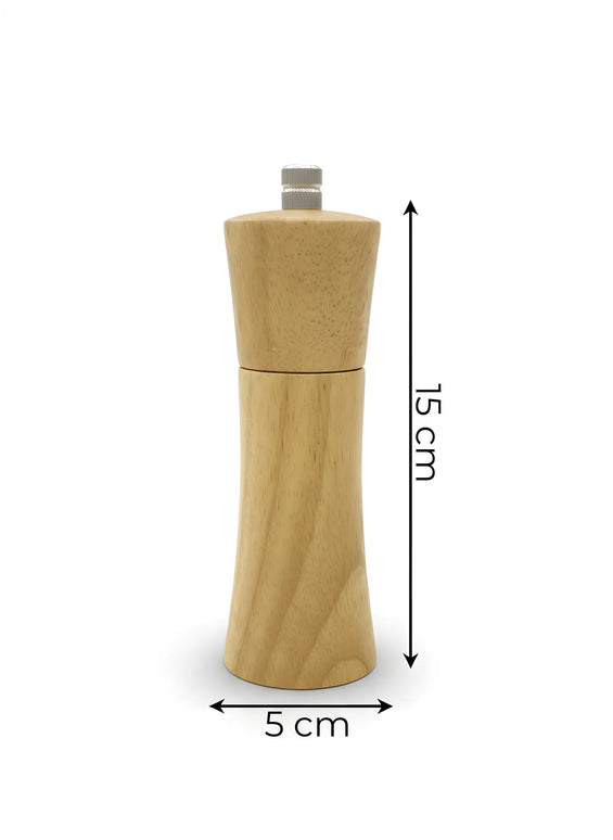 Râșniță sare/piper din lemn, 15 cm, mecanism din inox reglabil, natur