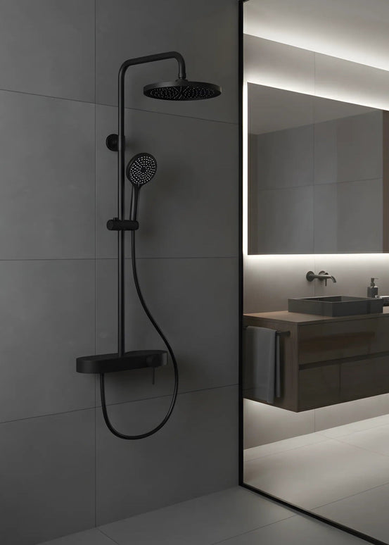 Set duș 2 funcții – finisaj negru mat, design modern din oțel inoxidabil