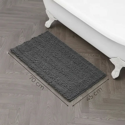 Covoraș baie din Chenille moale, strat antiderapant, 45×70 cm, Gri inchis