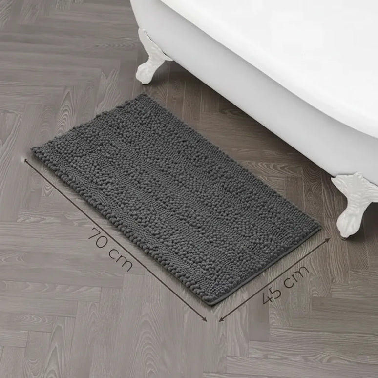 Covoraș baie din Chenille moale, strat antiderapant, 45×70 cm, Gri inchis