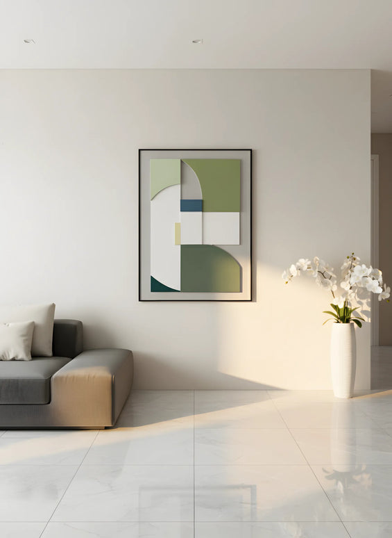 Tablou geometric cu relief verde – 80×60 cm | Olivy