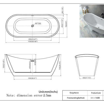 Cadă freestanding din acril Vela