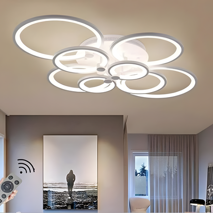 Lustra Led Lighting Ring 296W, Alba, 8 Brate Si Telecomanda, Intensitate Reglabila 6601/2x4 WT