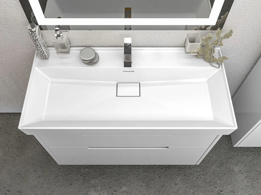 Mobilier de baie suspendat Kapri, Alb