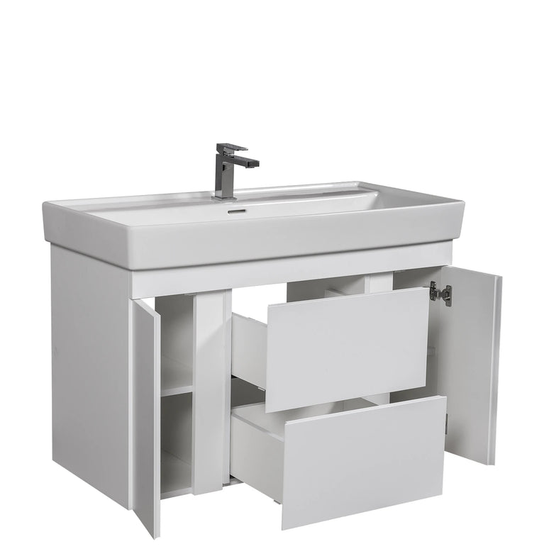 Mobilier de baie suspendat Kapri, Alb