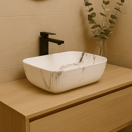 Lavoar  Zen - ceramic alb cu efect marmorat A426L