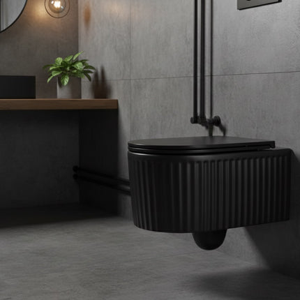 Vas WC Suspendat Black Ribbed Matte