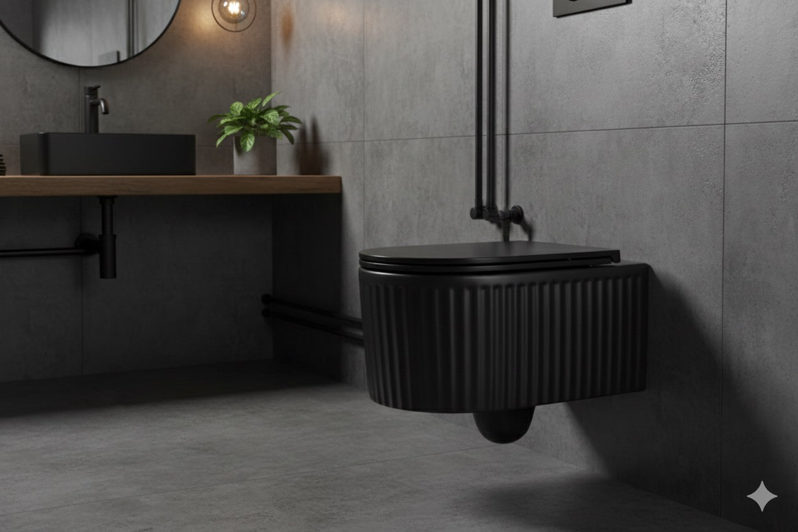 Vas WC Suspendat Black Ribbed Matte