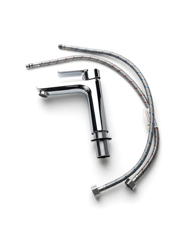 Baterie lavoar modernă Crom Lucios – design contemporan cu linii curate, alamă solidă