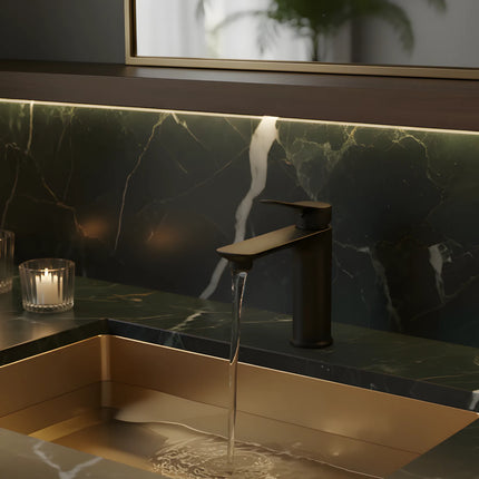 Baterie lavoar modernă Negru – design elegant din alamă solidă