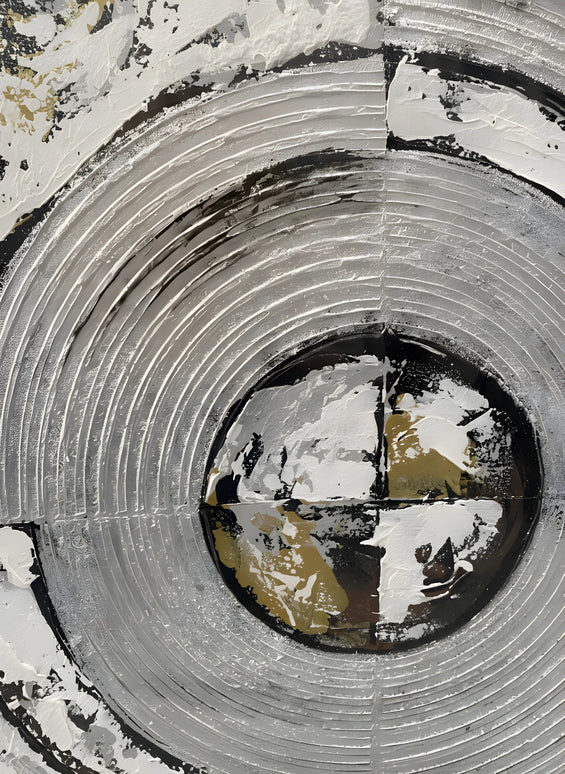 Tablou concentric alb-gri – 80×80 cm | Olivy