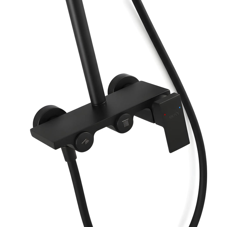 Set duș 2 funcții – finisaj negru mat, design modern din alamă solidă