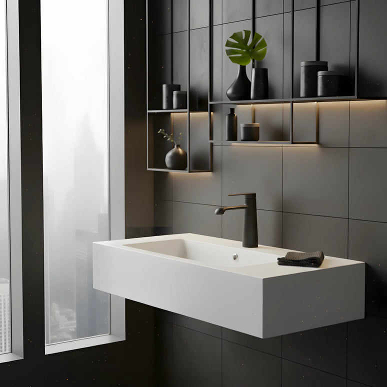 Baterie lavoar negru mat – design modern din alamă solidă