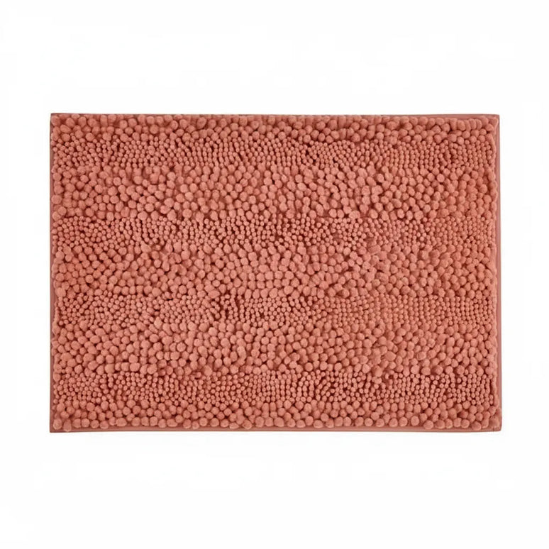 Covoraș baie din Chenille moale, strat antiderapant, 45×70 cm, Somon Cald