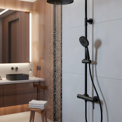 Set duș clasic – finisaj negru mat, design modern din oțel inoxidabil