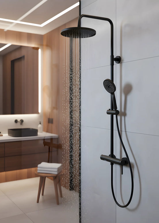 Set duș clasic – finisaj negru mat, design modern din oțel inoxidabil