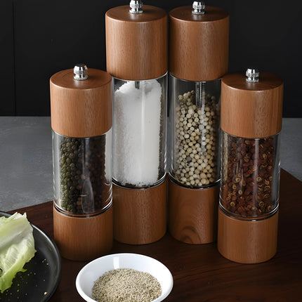 Râșniță sare din lemn, acril și oțel inoxidabil, 16×5 cm