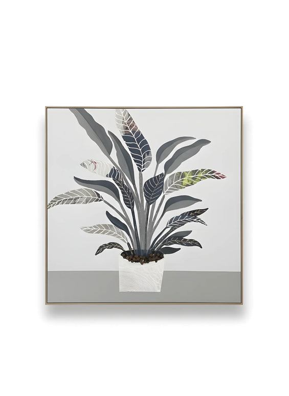 Tablou cu plantă decorativă în relief – 102×102 cm | Olivy