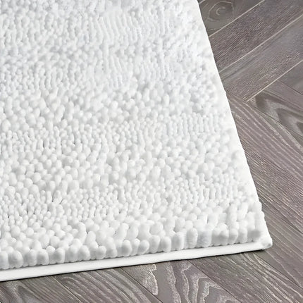 Covoraș baie din Chenille moale, strat antiderapant, 45×70 cm, Alb