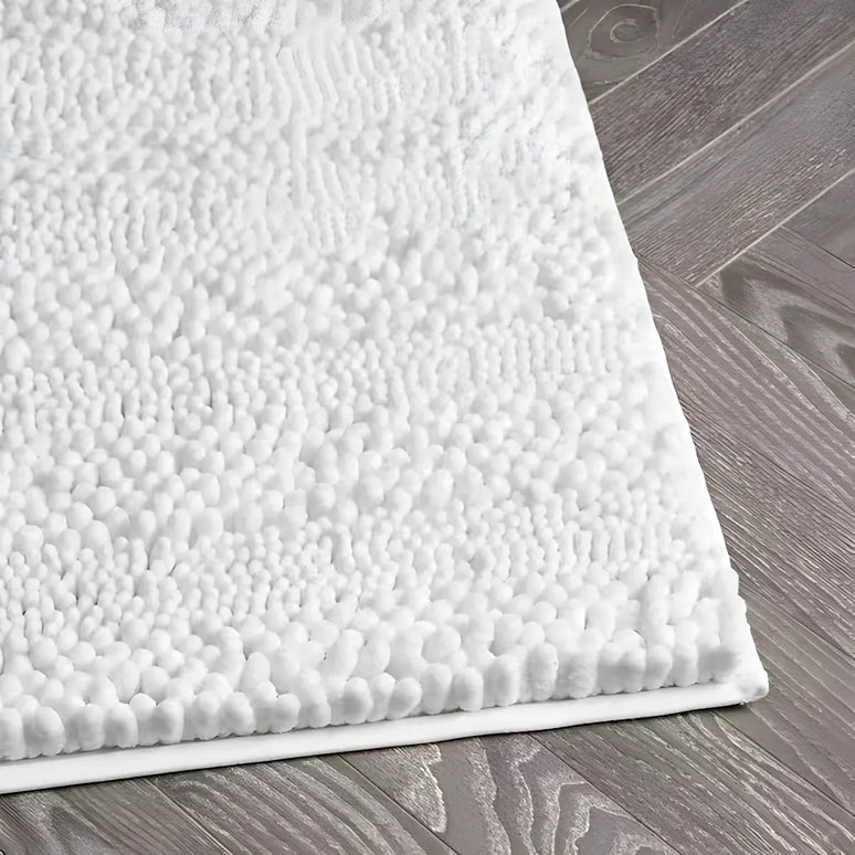 Covoraș baie din Chenille moale, strat antiderapant, 45×70 cm, Alb